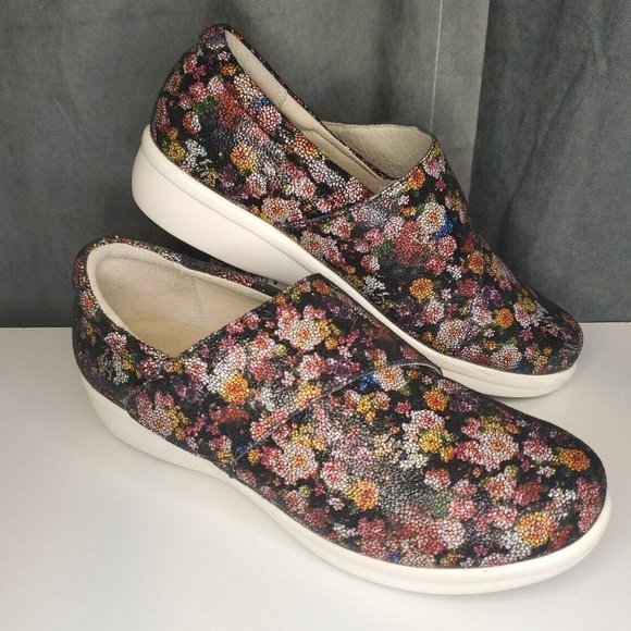 Alegria by PG Lite Women’s Slip On Shoes Sz 41 US 10 Floral Leather - Picture 1 of 9